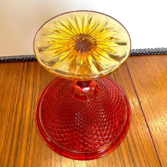 Vintage Diamond Point Waffle Glass Pedestal Candy Dish/Compote - Picture 5 of 9